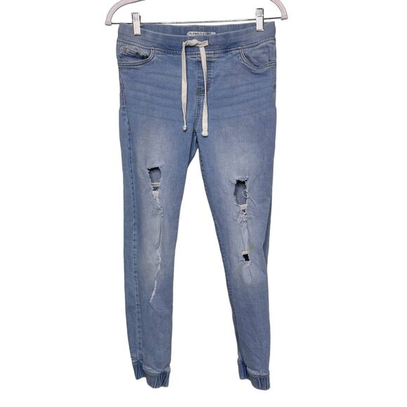 Celebrity Pink Mid Rise Distressed Skinny Leg Jeggings Jogger Denim Light Blue S - Picture 1 of 10